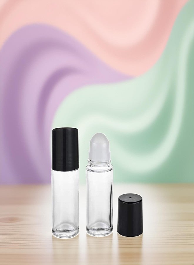 Sluswallow 2 Pcs Black Clear Empty Glass Essential Oil Roller Bottles Vials Containers Refillable Roll-on Bottles, 30ML Refillable Cosmetic Containers Refillable Containers Tools and Accessories - Image 4